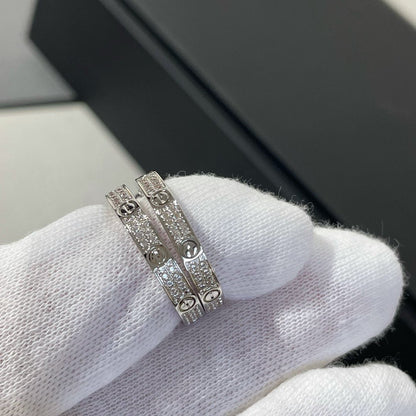 [LORA]LOVE DIAMOND SILVER HOOP EARRINGS