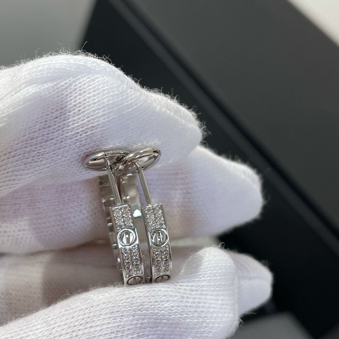 [LORA]LOVE DIAMOND SILVER HOOP EARRINGS