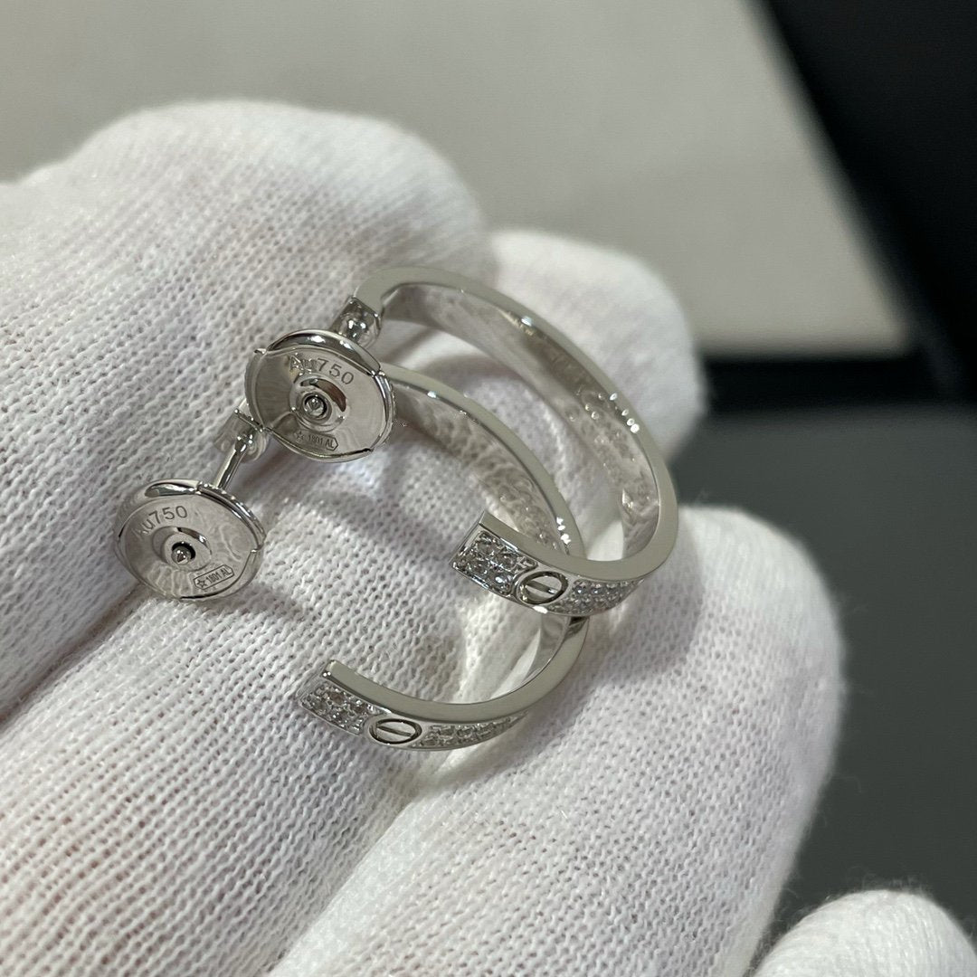 [LORA]LOVE DIAMOND SILVER HOOP EARRINGS
