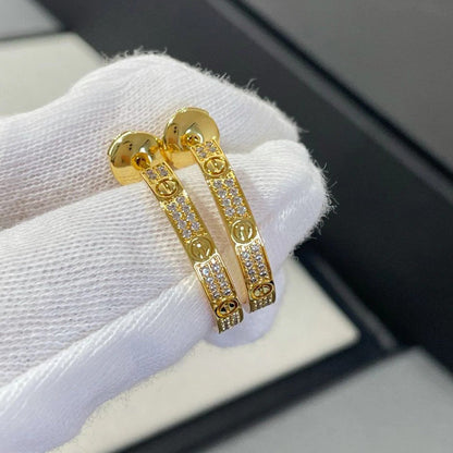 [LORA] LOVE EARRINGS 3.6MM DIAMOND PAVED