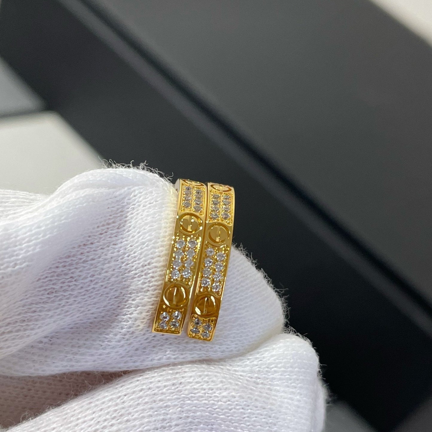 [LORA]LOVE DIAMOND GOLD HOOP EARRINGS