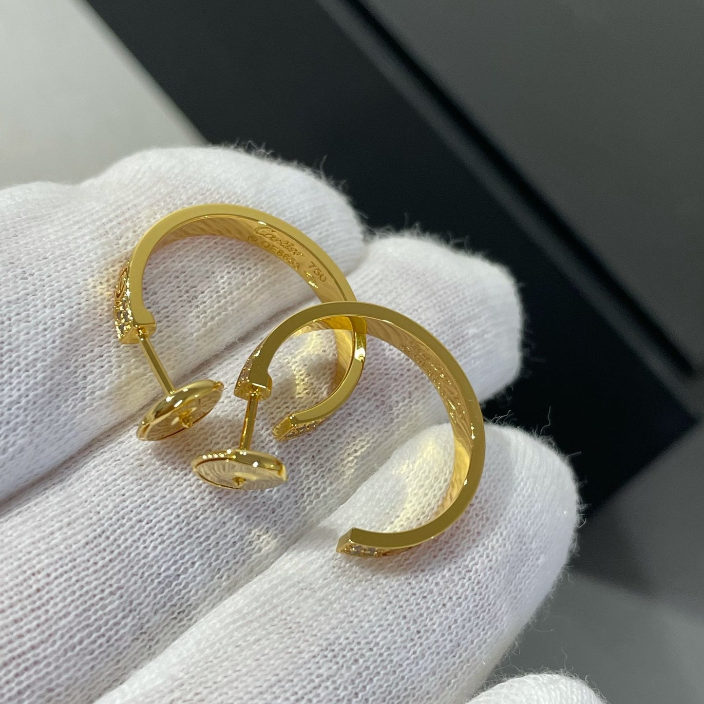 [LORA]LOVE DIAMOND GOLD HOOP EARRINGS