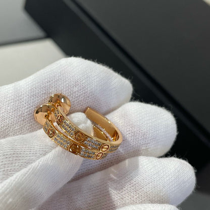 [LORA]LOVE DIAMOND PINK GOLD HOOP EARRINGS