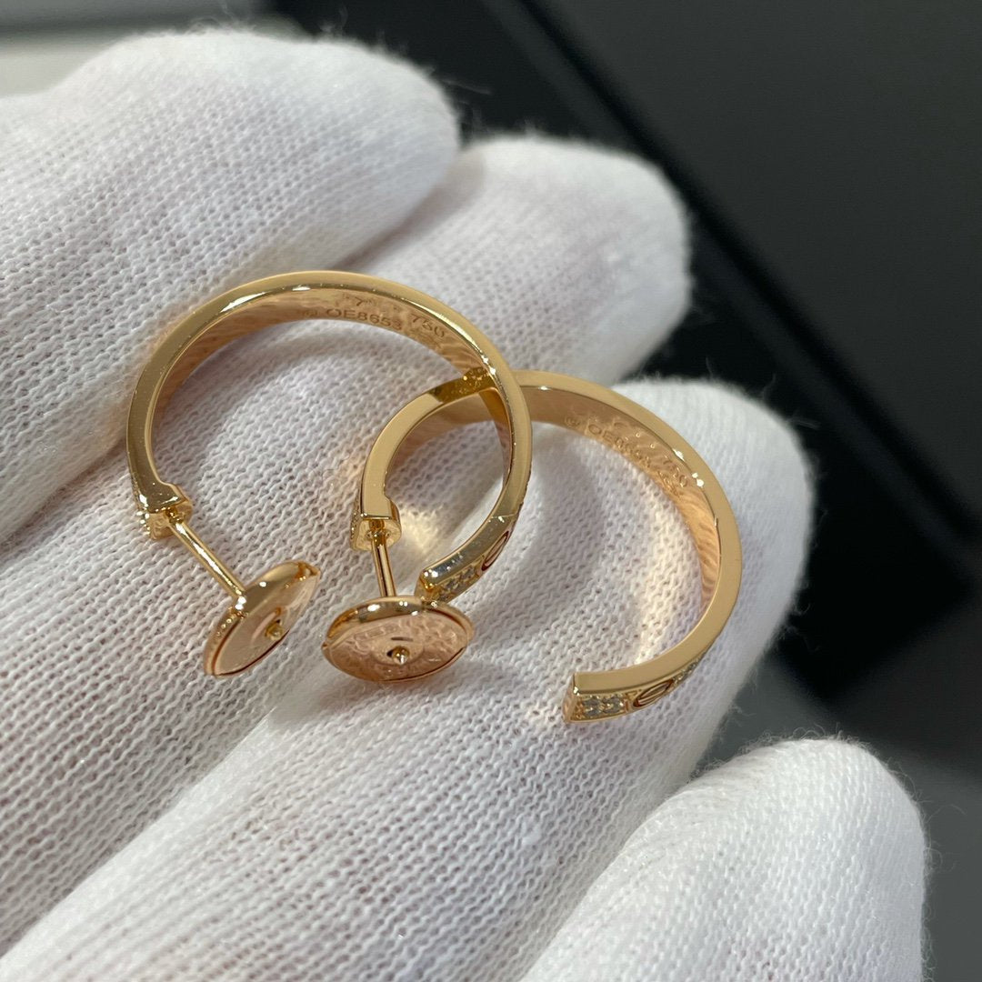 [LORA]LOVE DIAMOND PINK GOLD HOOP EARRINGS
