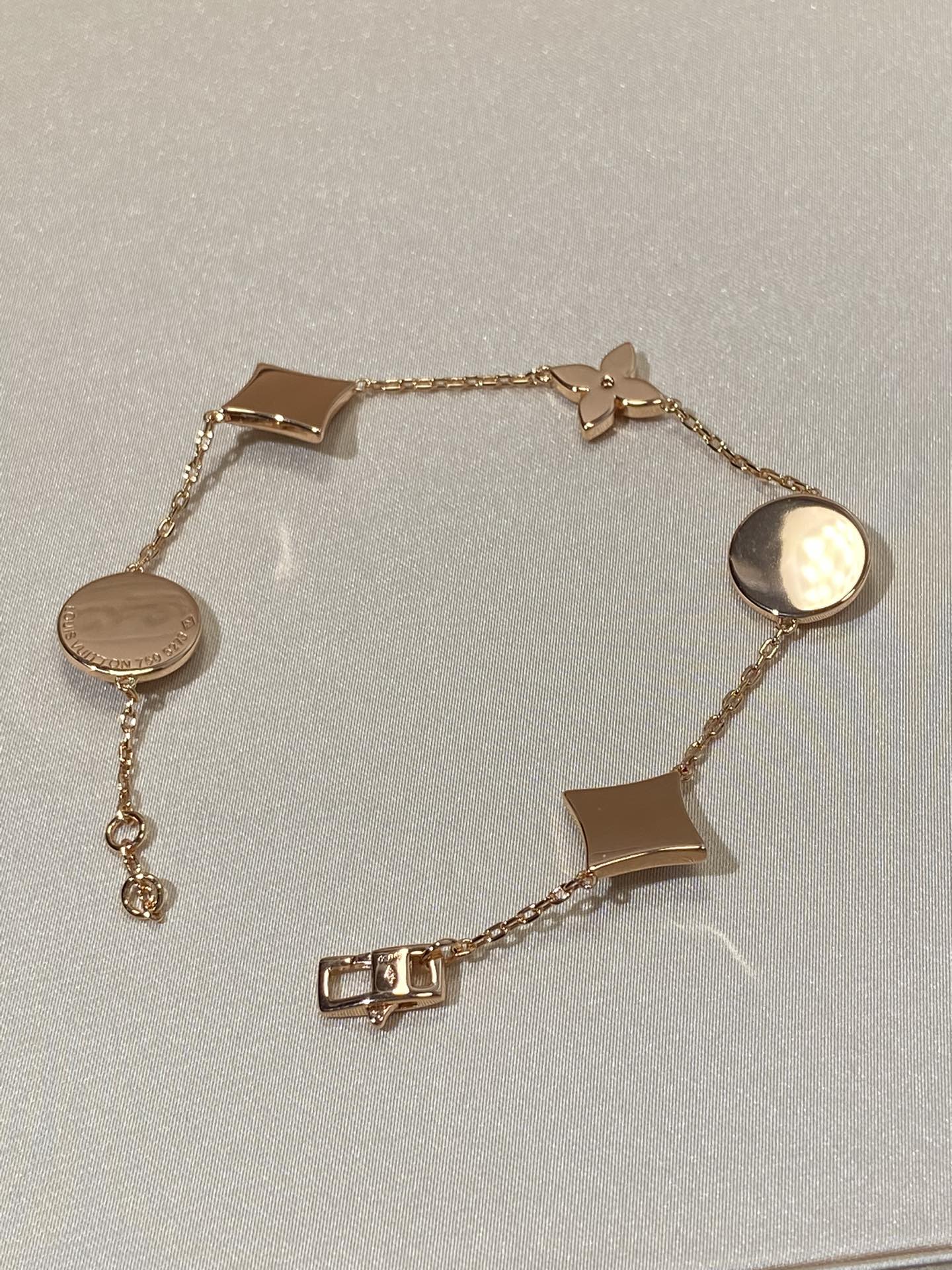 [LORA]STAR AND SUN 5 MOTIF MOP PINK GOLD BRACELET
