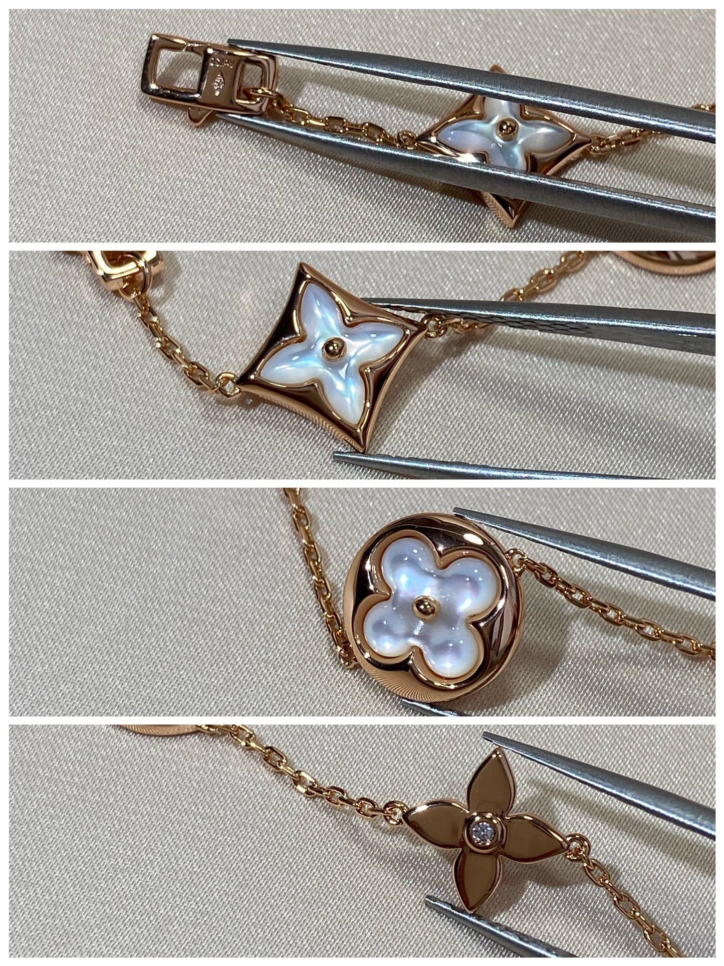 [LORA]STAR AND SUN 5 MOTIF MOP PINK GOLD BRACELET