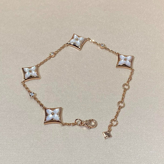 [LORA]STAR 4 MOTIF MOP DIAMOND PINK GOLD BRACELET