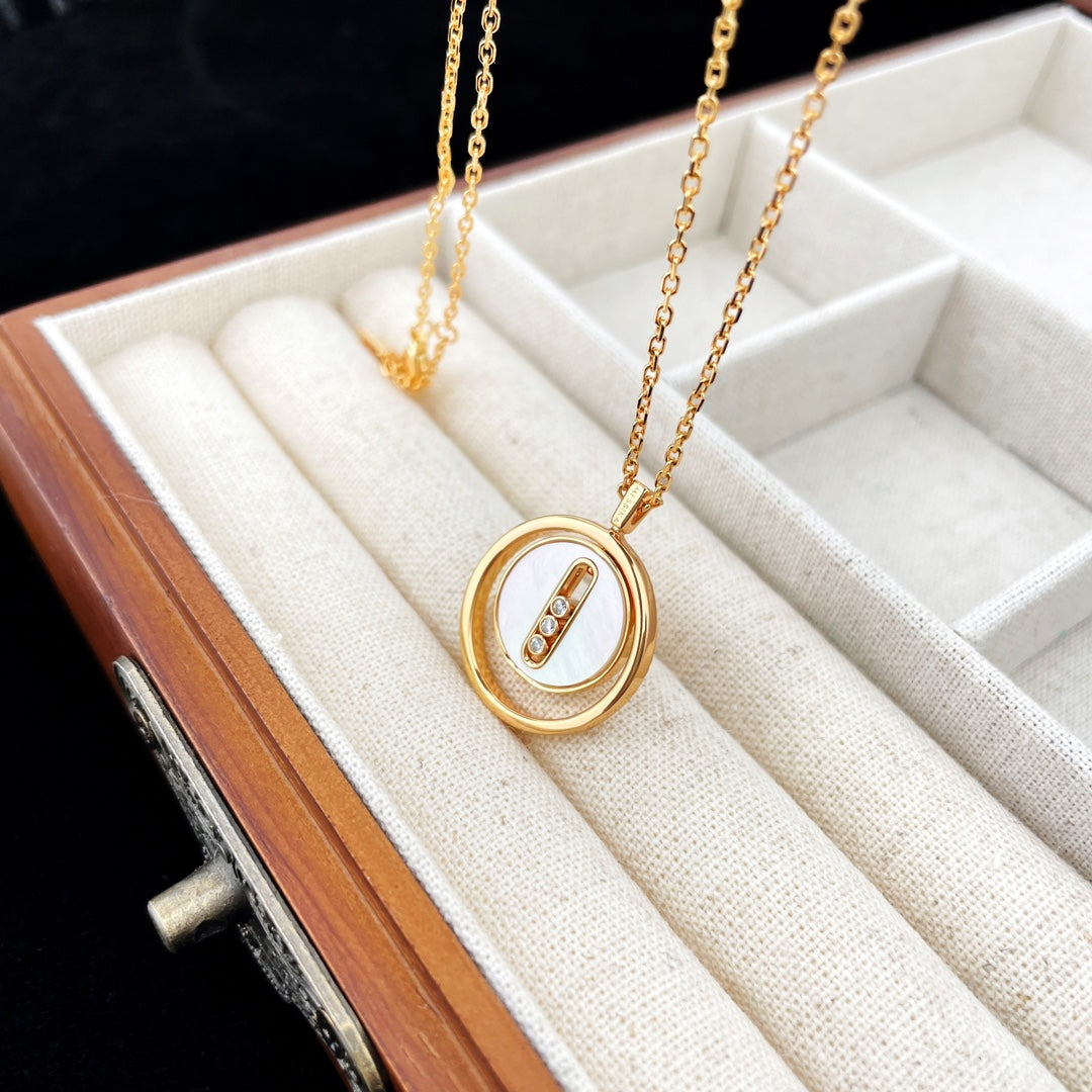[LORA] LUCKY MOVE MOP PINK GOLD NECKLACE