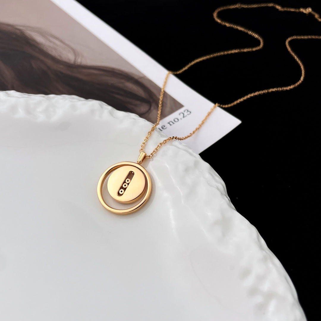 [LORA] LUCKY MOVE MOP PINK GOLD NECKLACE