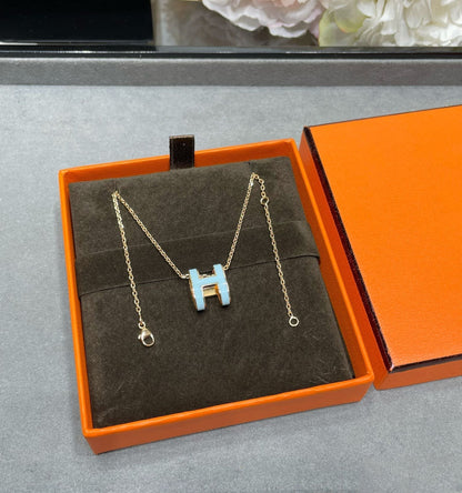 [LORA]POP H SKY BLUE NECKLACE