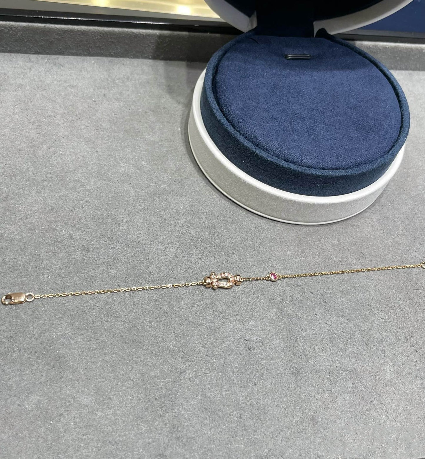 [LORA]FORCE 10 DIAMOND CHAIN LINK PINK GOLD BRACELET