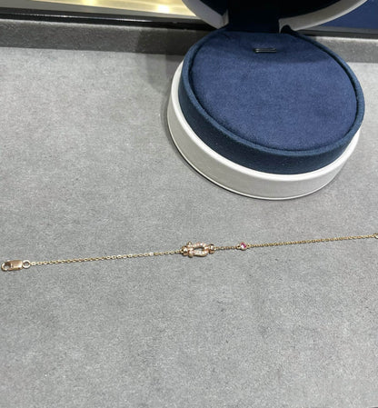 [LORA]FORCE 10 DIAMOND CHAIN LINK PINK GOLD BRACELET