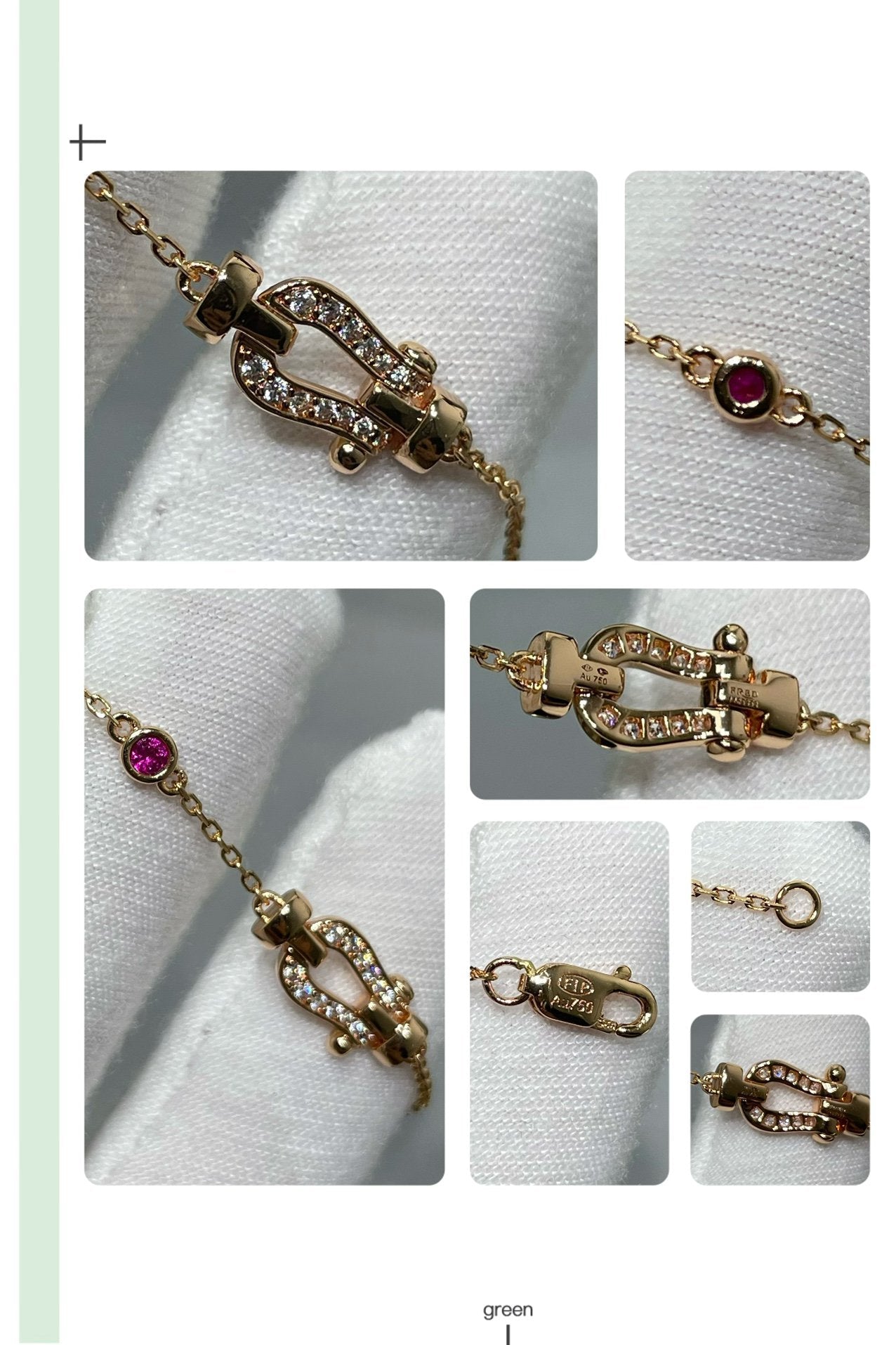 [LORA]FORCE 10 DIAMOND CHAIN LINK PINK GOLD BRACELET