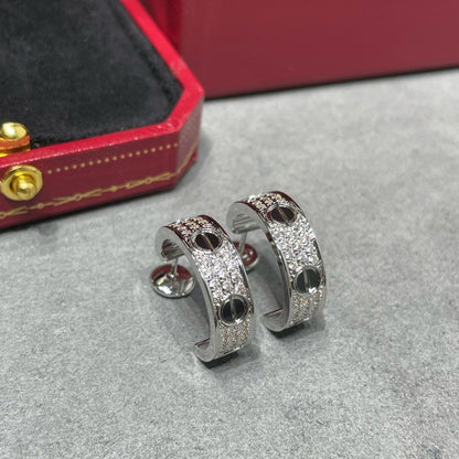 [LORA]LOVE CERAMIC DIAMOND PAVED SILVER EARRINGS
