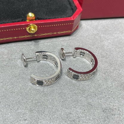 [LORA] LOVE CERAMIC DIAMOND PAVED SILVER EARRINGS