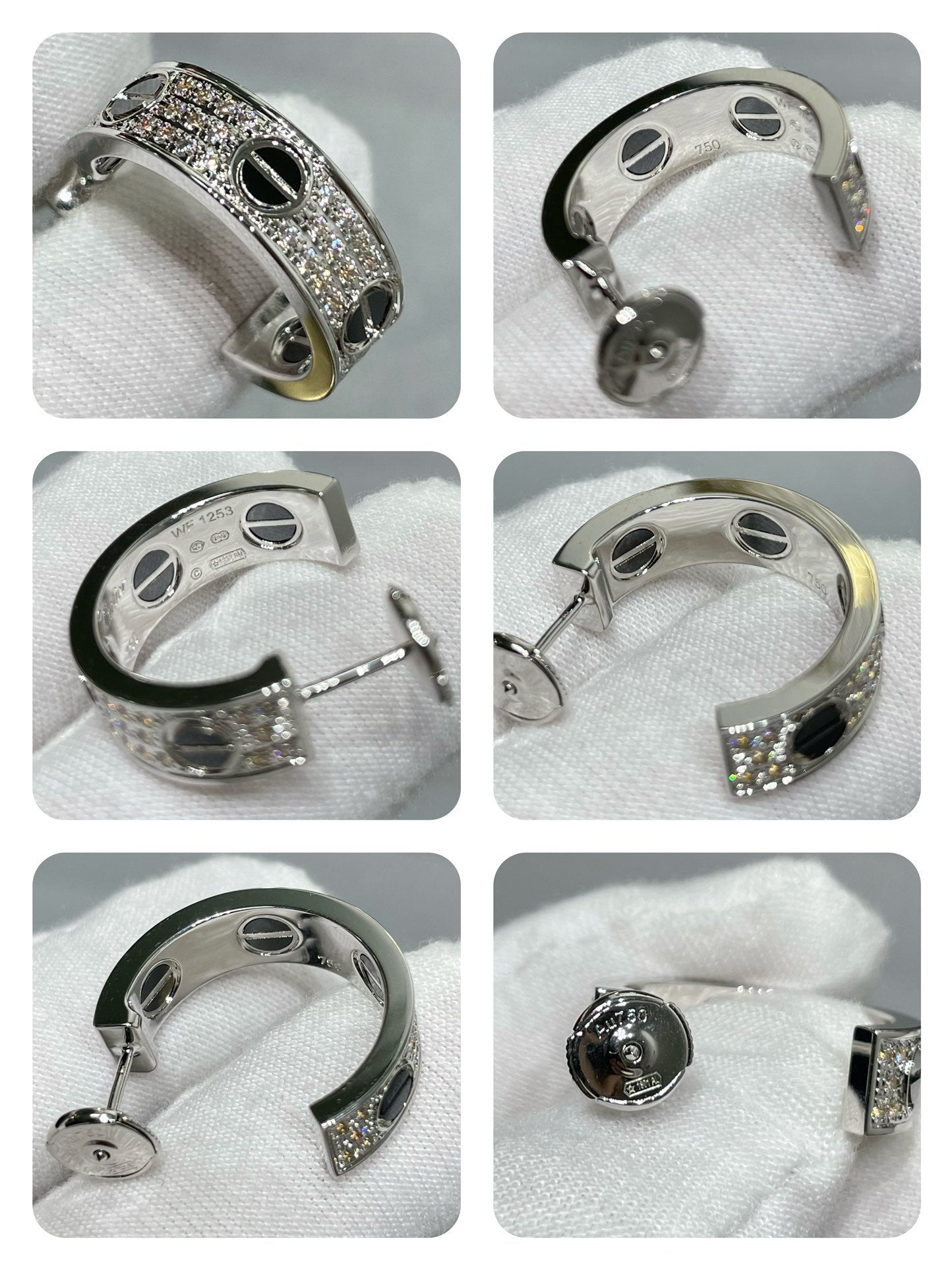 [LORA]LOVE CERAMIC DIAMOND PAVED SILVER EARRINGS