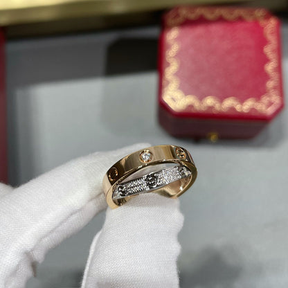 [LORA] LOVE PINK GOLD SILVER DIAMOND DOUBLE RING