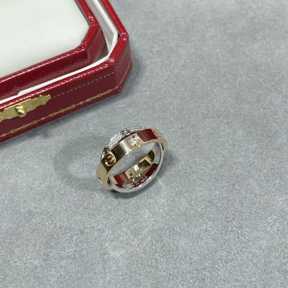 [LORA] LOVE PINK GOLD SILVER DIAMOND DOUBLE RING