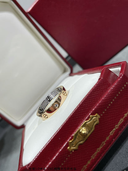 [LORA]LOVE PINK GOLD SILVER DIAMOND DOUBLE RING