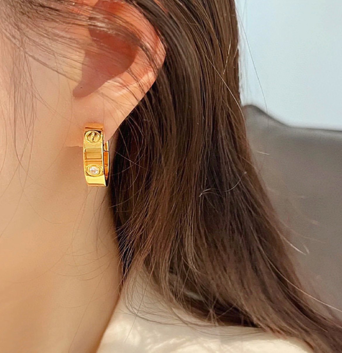 [LORA]LOVE 5.5MM 1 DIAMOND EARRINGS