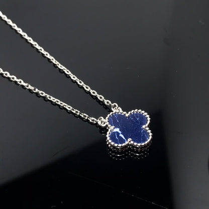 [Lora]CLOVER PIETERSITE SILVER LONG NECKLACE