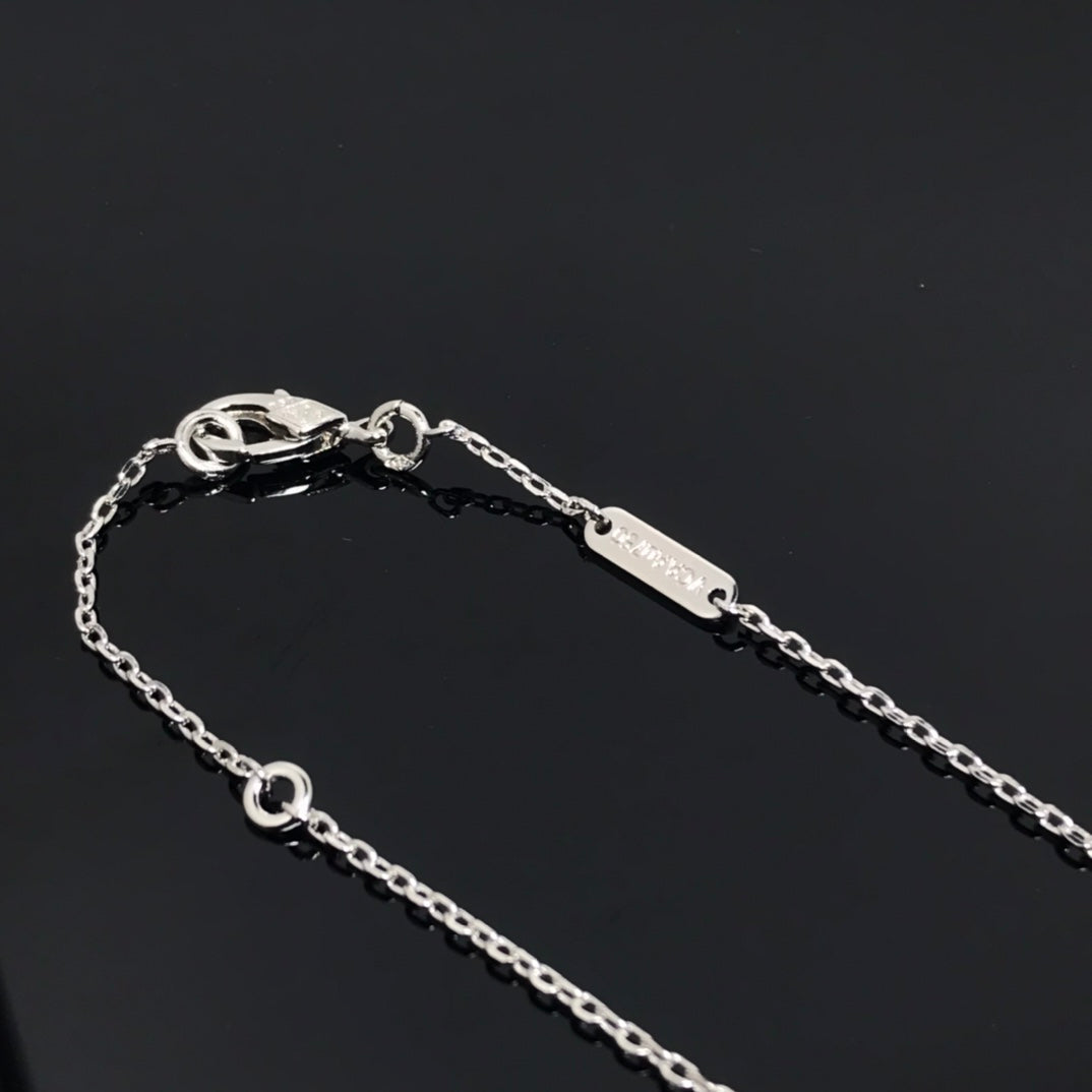 [Lora]CLOVER PIETERSITE SILVER LONG NECKLACE