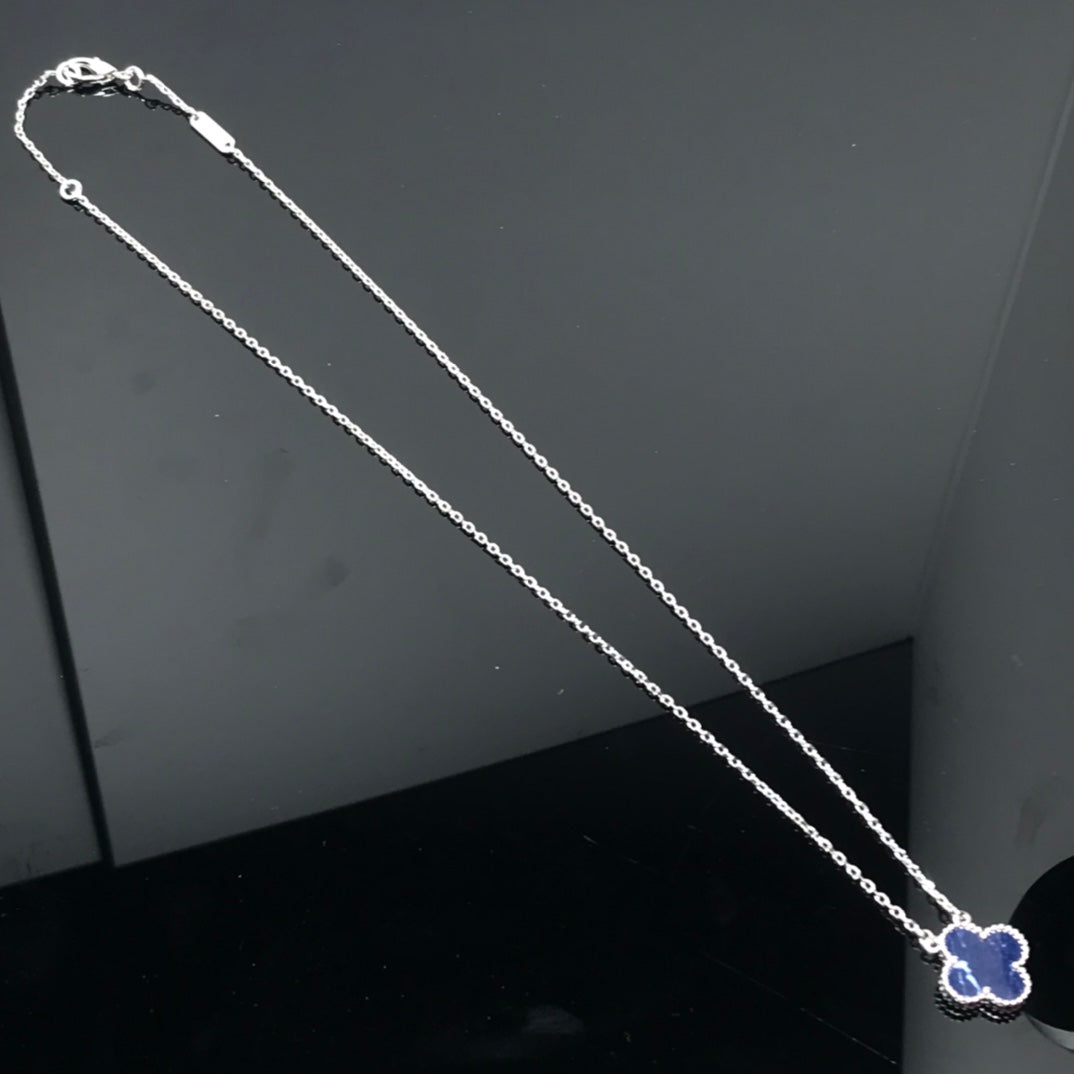 [Lora]CLOVER PIETERSITE SILVER LONG NECKLACE
