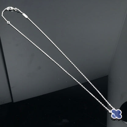 [Lora]CLOVER PIETERSITE SILVER LONG NECKLACE