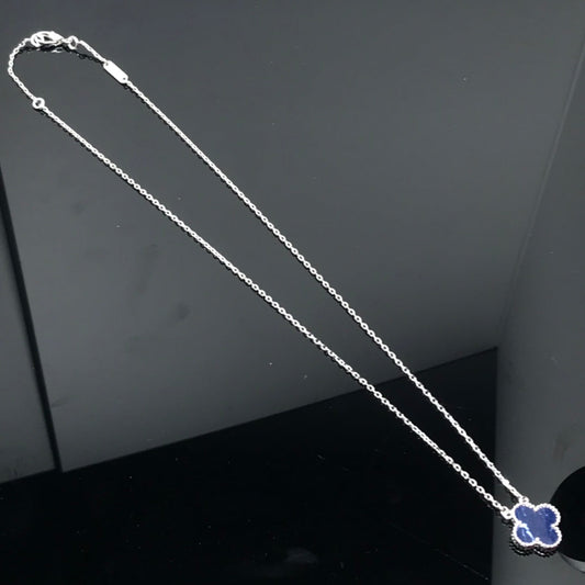 [Lora]CLOVER PIETERSITE SILVER LONG NECKLACE