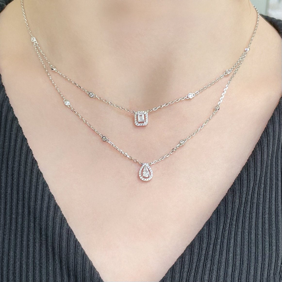 [LORA] MY TWIN 2 ROW DIAMOND NECKLACE