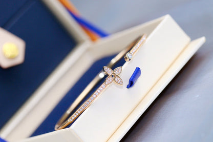 [LORA]IDYLLE PINK GOLD OPEN BRACELET DIAMOND PAVED