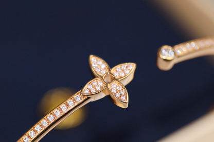 [LORA]IDYLLE PINK GOLD OPEN BRACELET DIAMOND PAVED