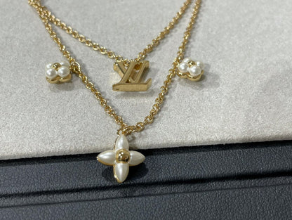 [LORA]FLOWERGRAM GOLD MOP DOUBLE ROW NECKLACE