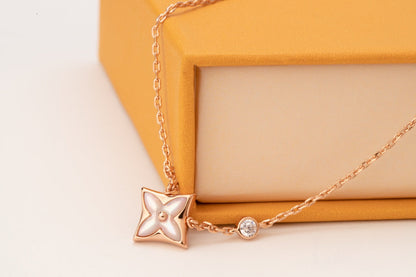 [LORA]STAR PINK MOP 1 DIAMOND PINK GOLD NECKLACE