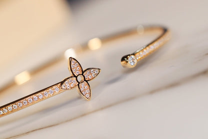 [LORA]IDYLLE GOLD OPEN BRACELET DIAMOND PAVED