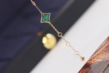 [LORA]STAR AND SUN 4 MOTIF PINK GOLD MALACHITE BRACELET