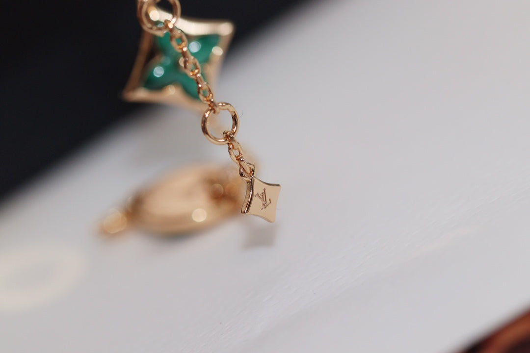[LORA]STAR AND SUN 4 MOTIF PINK GOLD MALACHITE BRACELET