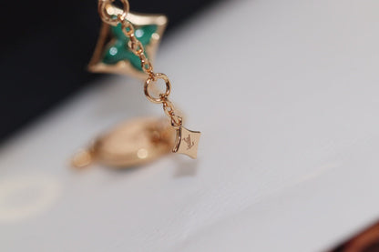 [LORA]STAR AND SUN 4 MOTIF PINK GOLD MALACHITE BRACELET