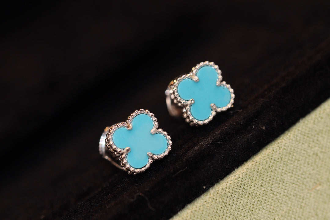 [LORA]CLOVER MINI TURQUOISE SILVER STUD EARRINGS