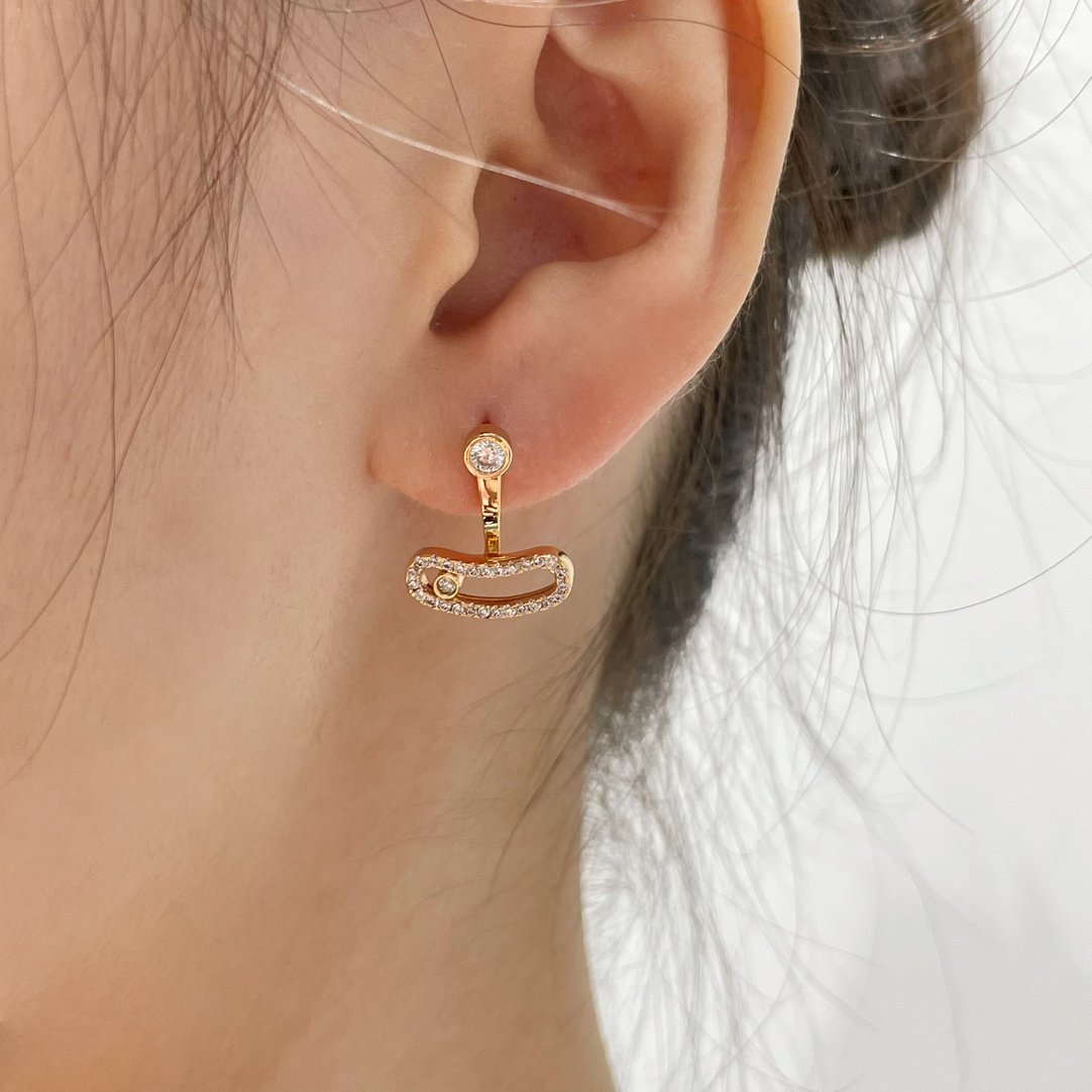 [LORA] MOVE UNO PINK GOLD DIAMOND EARRINGS