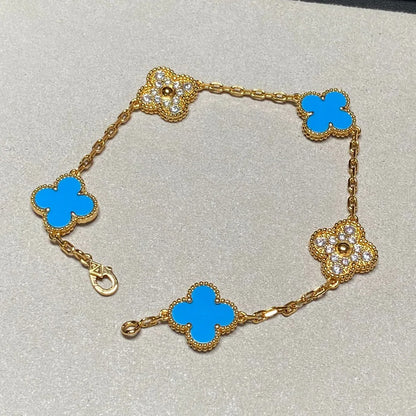 [Lora] CLOVER 5 MOTIF BLUE AGATE BRACELET COLLECTION