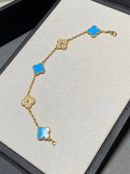 [Lora] CLOVER 5 MOTIF BLUE AGATE BRACELET COLLECTION