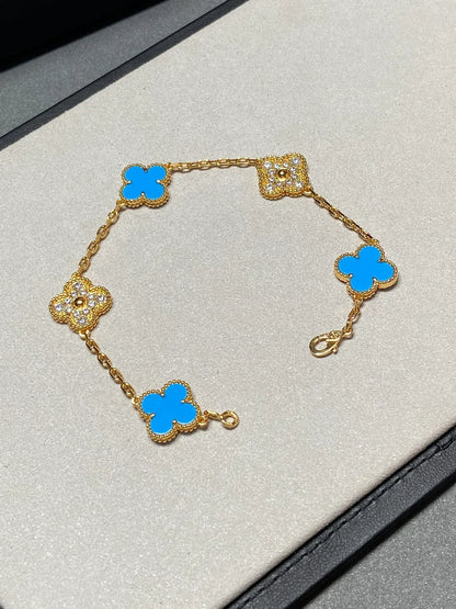 [Lora] CLOVER 5 MOTIF BLUE AGATE BRACELET COLLECTION
