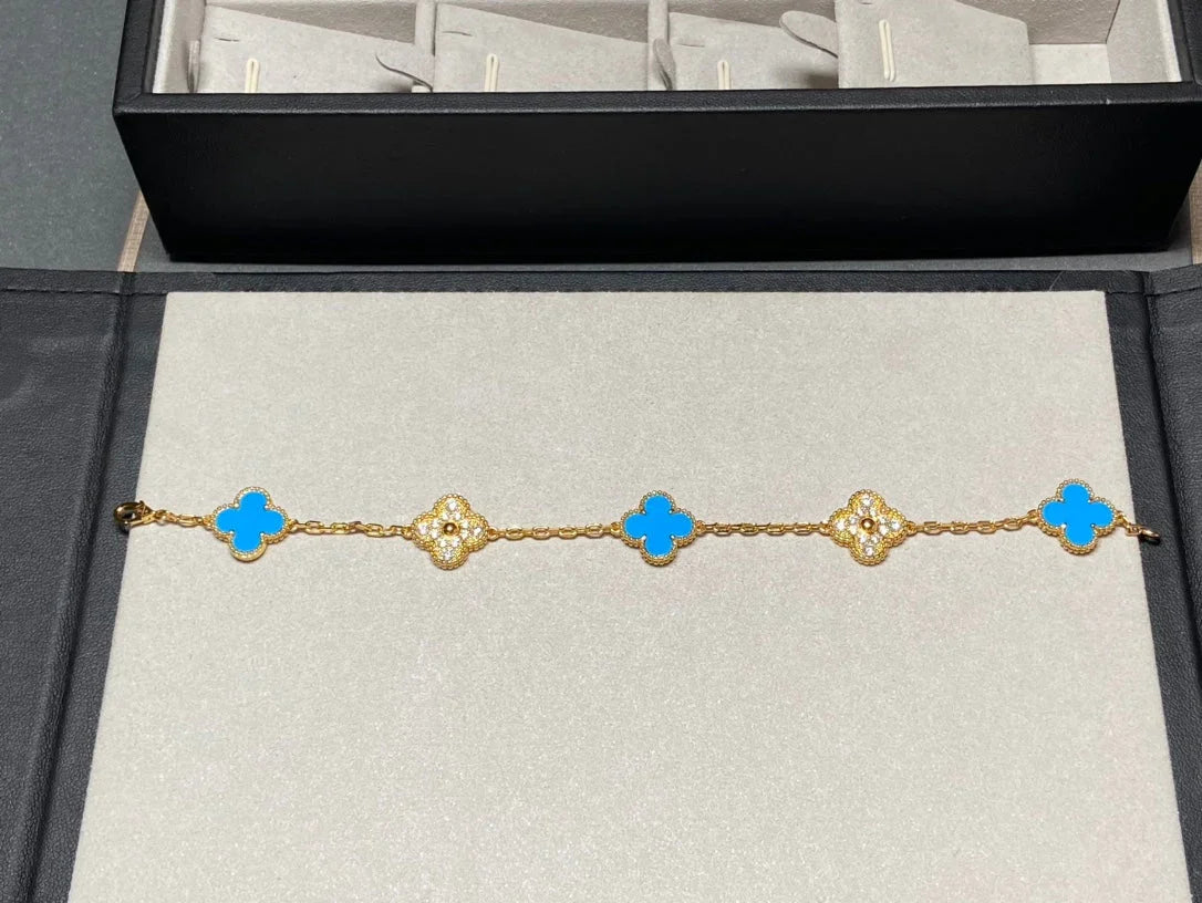 [Lora] CLOVER 5 MOTIF BLUE AGATE BRACELET COLLECTION