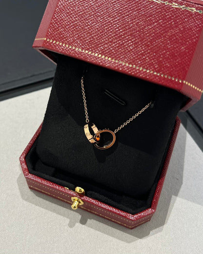 [LORA]LOVE NECKLACE DOUBLE RING PINK GOLD