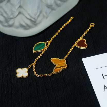 [Lora]LUCKY SPRING 5 MOTIF GOLD BRACELET