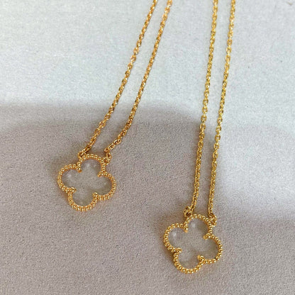 [LORA]CLOVER ROCK CRYSTAL ROSE GOLD NECKLACE