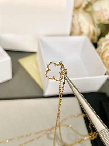 [LORA]CLOVER ROCK CRYSTAL ROSE GOLD NECKLACE