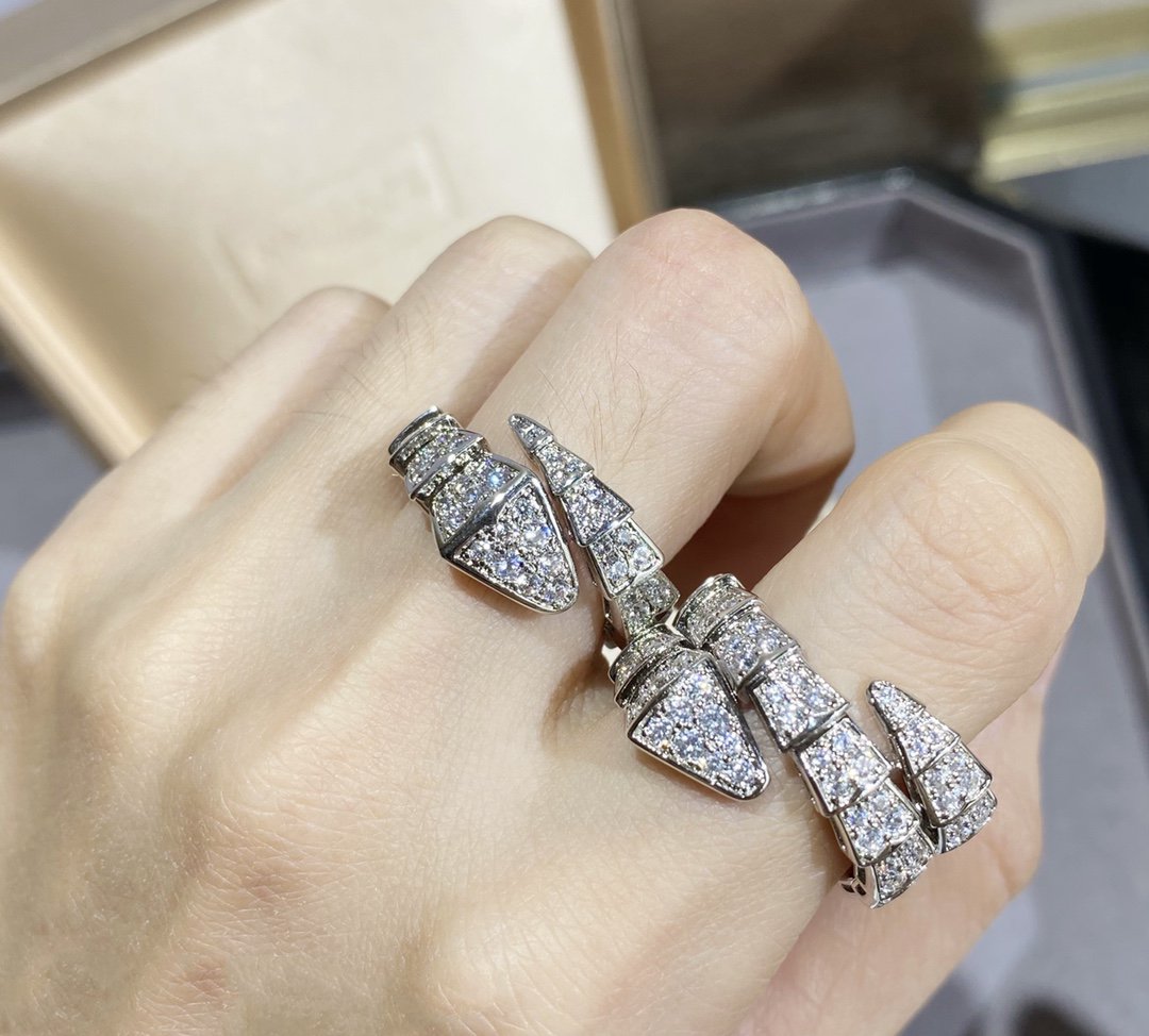 [LORA]SERPENTI LARGE RING SILVER DIAMOND PAVED