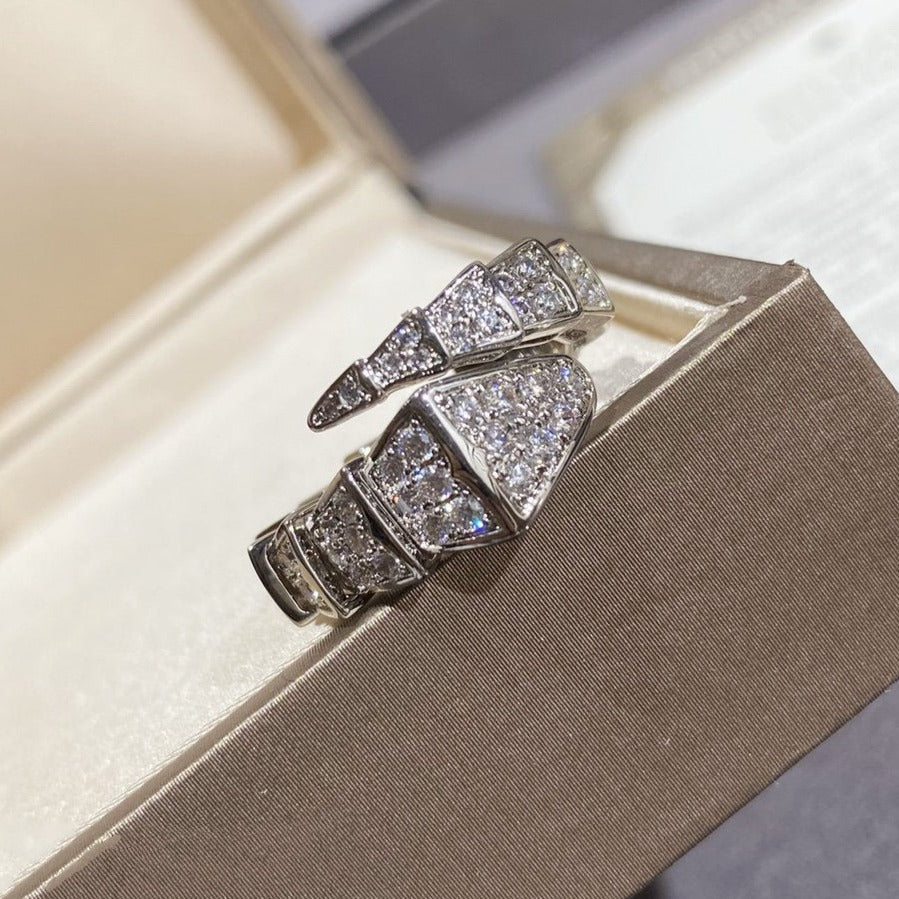 [LORA]SERPENTI LARGE RING SILVER DIAMOND PAVED